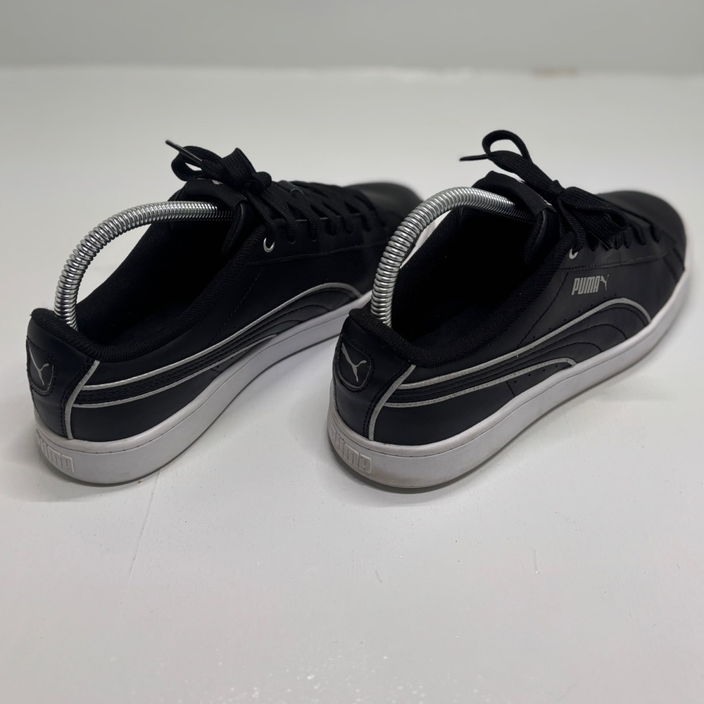 Puma Black Leather Sneakers Women’s 7.5 Classic Low Top White Sole Casual Shoes - Picture 6 of 13